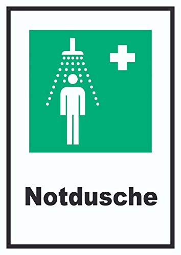 HB-Druck Notdusche Schild A5 Rückseite selbstklebend