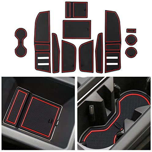 CDEFG Compatible avec Audi Q3 2019-2022 2023, Tapis de Protection Anti-poussière Antidérapant Coupe Porte Gobelet Caoutchouc Console Centrale Q3 F3 Accessoire (Rouge)