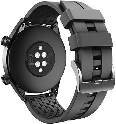 ANBEST Armbänder Kompatibel mit Huawei Watch GT/GT 3 46mm/GT 2 46mm Armband, 22mm Silikon Ersatzarmband für Huawei Watch 3/3 Pro/GT 2 Pro/GT 46mm/GT Active/Sport Uhrenarmband, Schwarz