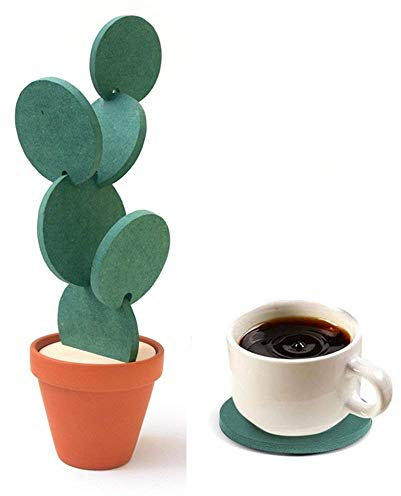 Nioslier Lot de 6 dessous de verre en forme de cactus pour décoration de maison ou de bureau