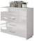 lukmebel Kommode Lina mit Schubladen und glänzenden Griffen in Chrom Weiß Hochglanz HG Schlafzimmer Schlafzimmerkommode Highboard Sideboard Schrank Mehrzweckschrank