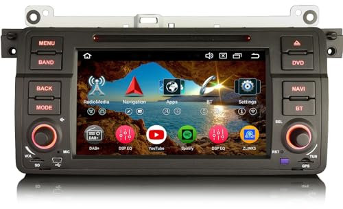 Erisin 8-Core 4+64GB Android 13 Radio de Coche Estéreo Navegación para BMW Serie 3 E46/ Rover 75/ MG ZT Soporte GPS Sat Nav inalámbrico Carplay DSP Bluetooth 5.0 WiFi Canbus