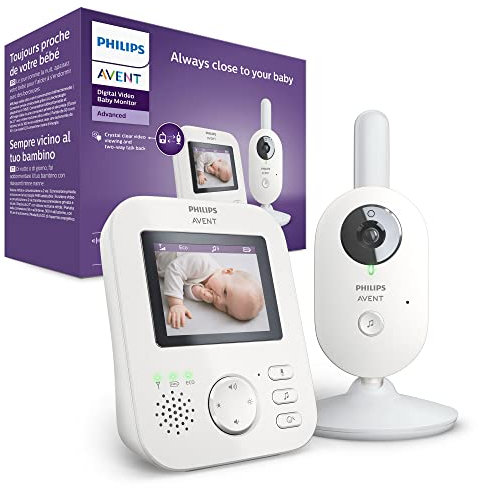 Philips Avent Video Baby Monitor – Private and Secure with A-FHSS Technology, 2.7 inch Color Screen, Soothing lullabies & talkback (Model SCD833/05)