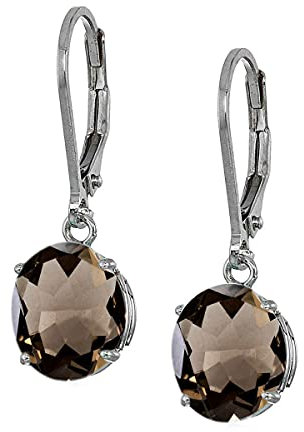 55Carat Natürliche Rauchquarz 925 Sterlingsilber-Brown-Farbe Ohrringe baumeln ovale Form Leverhandgemachte Mode Schmuck