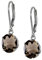 55Carat Natürliche Rauchquarz 925 Sterlingsilber-Brown-Farbe Ohrringe baumeln ovale Form Leverhandgemachte Mode Schmuck