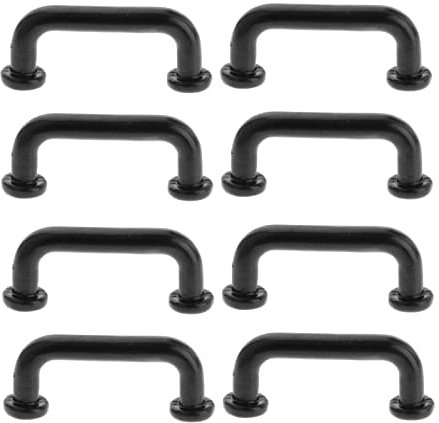 SM SunniMix 1/12 Scale Mini Pulls Dollhouse DIY Arch Shape Vintage Toy Model Drawer Handle Cabinet Door Pull Handles Door Handle for Furniture Cabinet, Black, Small 8Pcs