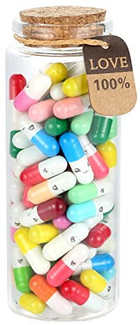 MUSHENJI 101PCS Cute Capsule Message Love Letters Plastic Capsule Love Letters in Wish Bottle,Lover Gift for Anniversary,Valentines,and Long Distance Relationships-Mixed Color