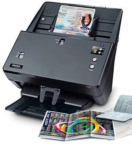 Plustek PT2160 High-Speed Duplex Document Scanner, Professional 100 Page Feeder with 60 ppm scan Speed. Switch Design to Protect Fragile Document and Passport scan