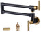 WOWOW Pot Filler Faucet Black Gold, Solid Brass Pot Filler Wall Mount Kitchen Stove Faucet with Double Joint Swing Arms