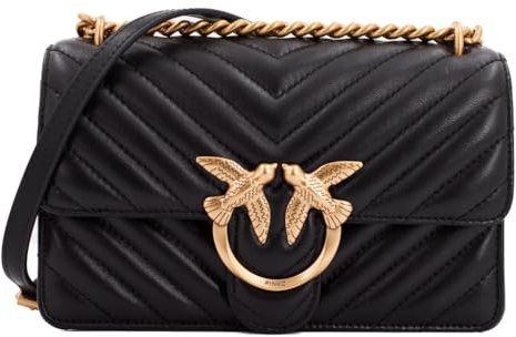 Pinko Damen Sheep Nappa C Love ONE MINI DC SCHAFNAPPA C, Z99Q_Nero-Antique Gold