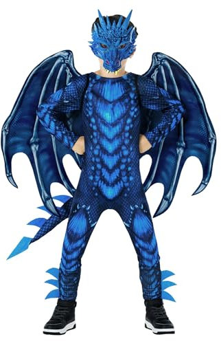 Morph Déguisement Dragon Enfant Bleu, Costume Dragon Enfant, Déguisement Animaux, Costume Carnaval Garcon, Deguisement Halloween Garcon M