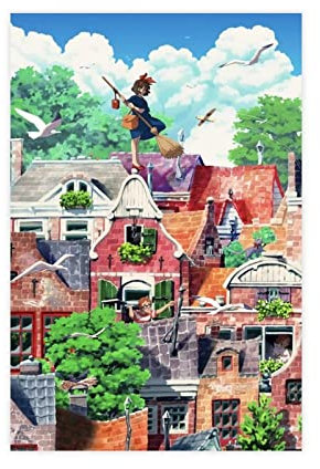 RIPEX Anime Kiki's Delivery Service Kiki Tapete Leinwand Poster Wandkunst Dekor Druck Bild Gemälde für Wohnzimmer Schlafzimmer Dekoration Rahmen Stil 08 x 12 Zoll (20 x 30 cm)