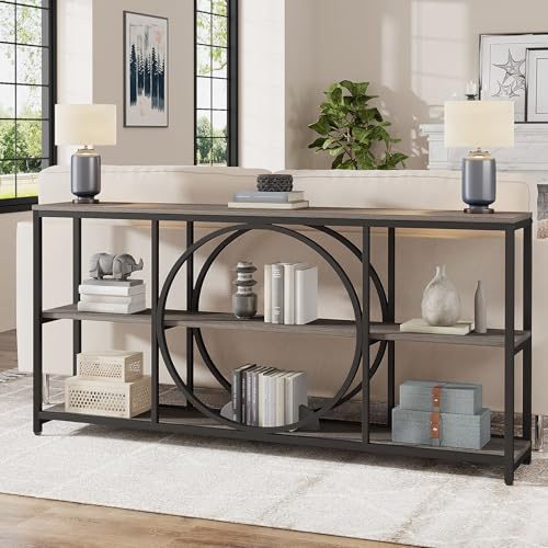Tribesigns Extra Long Console Table, 70.9 Sofa Table with 3 Tier Shelves