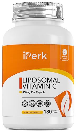 iperk Liposomal Vitamin C 500mg | High Strength 180 Capsules | 90 Days Supply Non-GMO | Made in The UK