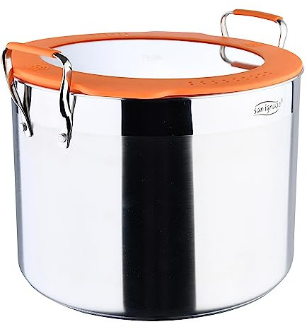 San Ignacio Compact - Olla Alta con Tapa de 28cm - Aluminio Forjado - Interior En Negro Pulido - Exterior En Acabado Mate - Lista para Inducción - Mango De Acero Inoxidable Detalle Color