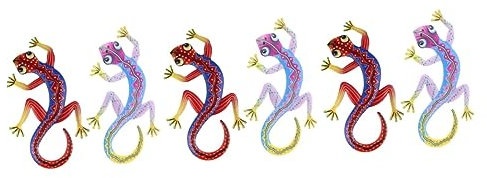 6 Stück Gecko-Ornament, Eidechsen-Kunst-Wanddekoration, Metall-Gecko-Wanddekoration, Eisen-Eidechsen-Wand, ästhetische Raumdekoration for Damen, Innen- und Außenbereich, Spielzeug, Eisen-Kunst-Gecko/1