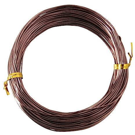 15.5 Metros de Alambre de Aluminio, Color Marrón, 1mm de Espesor, Alambre para Escultura, Alambre Doblable de Metal para Esqueletos de Muñecas y Manualidades