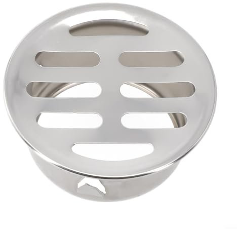 Edelstahl-Ablaufkappe, Edelstahl-Bodenablaufgitter, Deckabdeckung, Endkappe, Einsatz, rund, quadratisch, Dusche, Balkon, Garten, Küche, Abflussrohr-Zubehör (Ø50 mm)