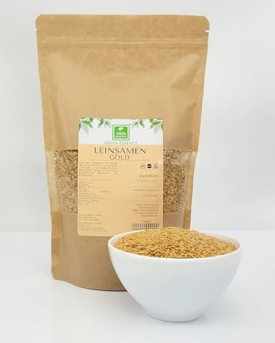 Leinsamen Gold ganze goldene 1kg von der Grünen Essenz ohne Zusätze - vegan - ganze Körner Naturbelassen - Rohkostqualität (1 Kg)