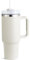 Taeku Thermobecher mit Henkel, 1200ml Doppelwandiger Edelstahl Vakuum Isolierbecher Tragbare Autobecher 40oz Kaffeebecher To Go für Kalte Heiße Getränke (Beige)