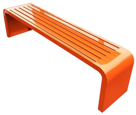 Gartenbank Wetterfest, Gartenbank Metall, Verzinkter Stahl, Hochtemperatur-Einbrennbehandlung, Starke Tragfähigkeit (Color : Orange, Size : 120cm)