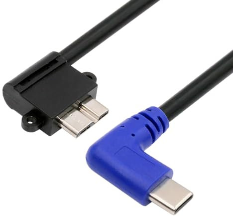 CY Cordon coudé USB-C Type-C vers micro USB 3.0 coudé à 90 degrés à angle droit pour appareil photo industriel stockage téléphone