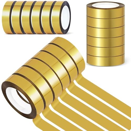 BNJZWJJ 6 Rolls Gold Washi Tape, Decorative Metallic Mirror Tape Art Graphic Tape, 165 Yards Mirror Tape for Wall Decor, TV Frame and Crafts(1/2 Inch)