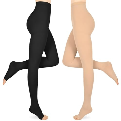 Wegitcs 15-20 mmHg Medizinische Kompressionsstrumpfhose Damen & Herren Lang | 2 Paar Abgestufte Kompressionsstrümpfe Stützstrümpfe Klasse 1, Kompressionsleggins Damen für Krampfadern und Ödeme, Mix S
