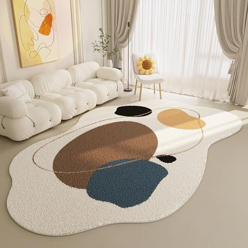 TTOUDRY Teppich mit unregelmäßiger Form, Wohnzimmerteppich, Rutschfester weicher Schlafzimmerteppich, waschbarer Wohnzimmer-/Schlafzimmerteppich