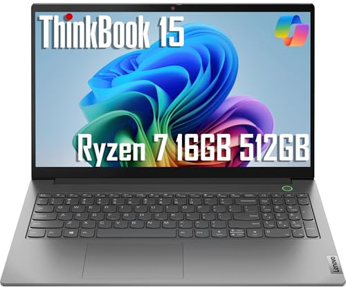 Lenovo ThinkBook 15 Gen 4 Business Laptop (15,6 pollici FHD antiriflesso, 16 GB RAM, 512 GB SSD, AMD Ryzen 7 5825U (> Intel i7-1165G7)) impronte digitali, webcam FHD con otturatore, grado militare