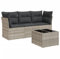 vidaXL Garten Sofa Garnitur 4-TLG., Gartenmöbel Set mit Kissen, Sitzgruppe für Garten Terrasse, Modular Gartensofa Lounge, Tisch mit Glasplatte, Hellgrau Poly Rattan