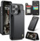 UEEBAI Wallet Case for iPhone 16 Pro Max, RFID Blocking Card Slots Flip Case PU Leather Kickstand Folio Case Magnetic Clasp Cover Shockproof Case Men Women - Black