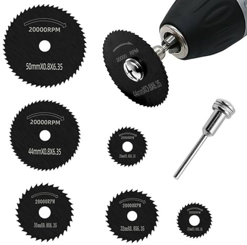 Drill Saw Blades for Dremel Rotary Tool, HSS Circular Saw Blades Mandrel Rotary Tool Set Cutting Discs with Straight Shank Mandrel for Drills Rotary Tools Wood Plastic Metal Diamond Cutting (Black)