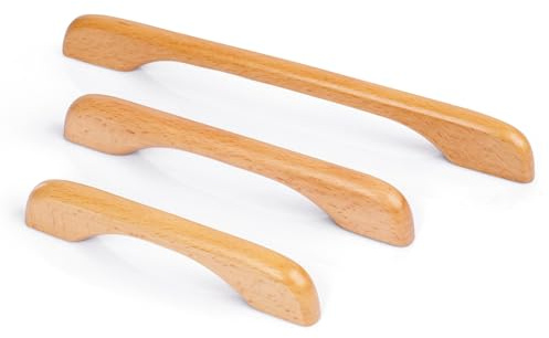 KOVNISE Schrank zieht Massivholz Dunkle Walnuss zieht Buche Original Holz Farbe Einfache Moderne Art für Kabinett Tür Schrank Kommode Lange Schublade Griff (Holz, 96MM-2PCS)