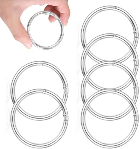 Wjelet 6 Stück Karabiner Rund 60mm OD 50mm ID, Runde Karabiner Groß, Karabiner Ring Edelstahl, Mehrzweck Runde Ring für Tasche Handtasche DIY Handwerk Machen Schlüsselanhänger Hundeleine(Silber)