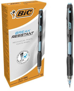 Bic Break Resistant Porte-mines avec Gomme Rétractable et Mine Infusée de Nano-Diamants - Lot de 12