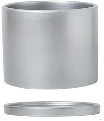 Maceta de barro for plantas, jardinera de cerámica, macetas de cerámica cilíndricas rectas de color dorado mate y plateado, maceta de interior for plantas, jardineras de cerámica con orificio de drena