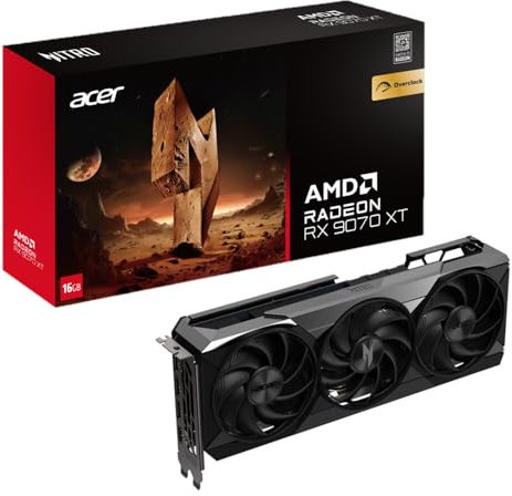 acer Nitro AMD Radeon RX 9070 XT Overclocking Graphics Card with 16GB GDDR6 | PCI Express 5.0 | OC Boost Clock 3.1 GHz | 3 FrostBlade 4.0 Fans | TPD 340W | 1 x HDMI 2.1a & 3 x DisplayPort 2.1