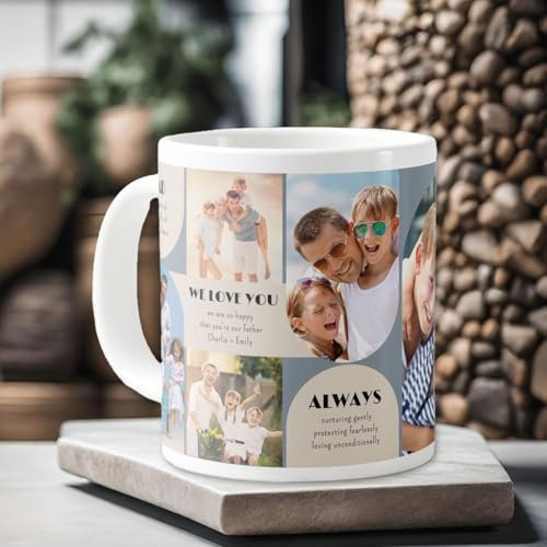 EKAM Personalised Dad Coffee Mug - 11oz Coffee Cup - Add Your Photos, Collage and Text - Present for Dad - Gift for Father's Day - Gift Cup Father's Day Daddy Grandad Grandpa - Tea Mug