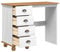 vidaXL Moderner Schreibtisch für Büro und Studium | Weiß mit braunen Akzenten, viel Stauraum, einfache Montage, rechteckig, MDF, modernes Design, Studiertisch, kompakte Möbel, Holz, elegant, Zuhause
