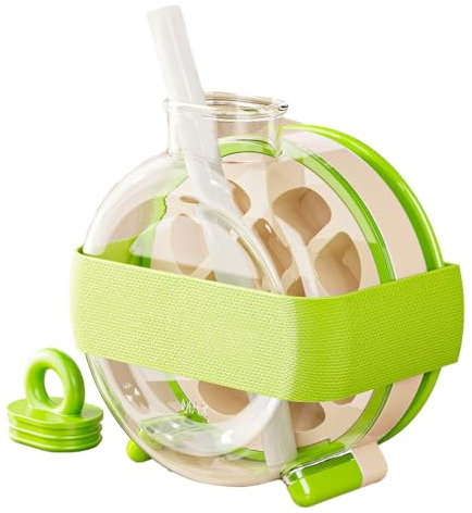 Botella de cubitos de hielo 2 en 1, fácil de presionar, botella de agua a prueba de fugas con popote y tapa sellada y base antideslizante para congelador, viajes, gimnasio, uso doméstico