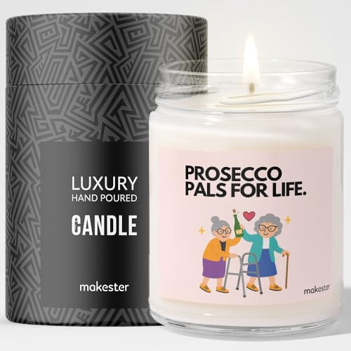 Gift for Prosecco Lovers - Luxury Soy Wax Candle - Vanilla, Jasmine, Sugared Almond - Makester