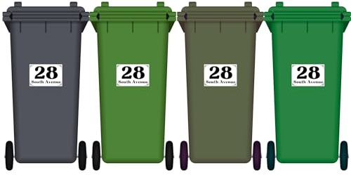 4 x Wheelie Bin Stickers Bin Numbers for Wheelie Bins Custom Wheelies Bins Numbers Stickers Personalised Number Sticker (Design3)