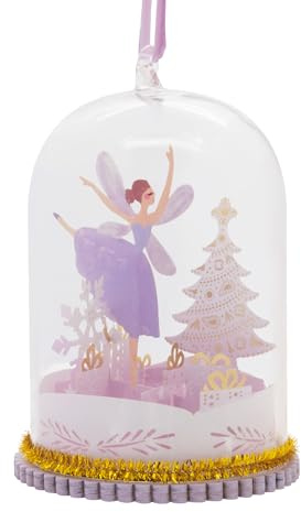 Hallmark Dancing Fairy in a Glass Cloche Keepsake Hanging Ornament | Pink, White, Christmas Tree Decoration, Glass, Compact, H11cm W8.2cm D8.2cm, Includes Purple Velvet Hanging Ribbon