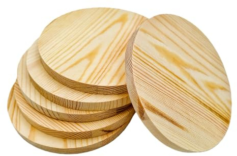 Kreisschild aus Kiefernholz, blanko, unlackiert, rund, für Bastelprojekte, Gravur, Holzverbrennung, Malerei (12 x 1 cm/6 Stück)