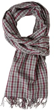 Camp David Herren Karierter Schal aus feiner Webware Royal Red
