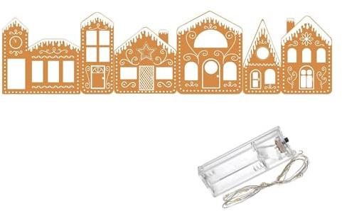 Generico Weihnachtliche Tischdekoration für Lebkuchenhaus mit Licht, Bastel-Set aus Karton für Lebkuchenhaus, Weihnachten, Tischdekoration für Weihnachtsdorf zum Ausstellen zu Hause
