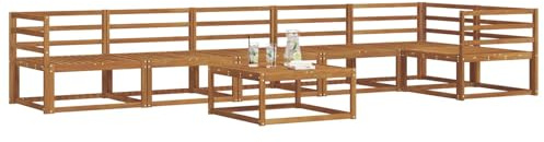 vidaXL Outdoor-Sofagarnitur 7 pcs Natur Massivholz Akazie, Garten-Lounge-Sofa-Set, modernes Ecksofa, langlebige Gartenmöbel, anpassbare Terrasse für Wohnräume