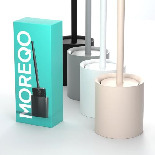 WC-Bürste aus Stahl im Unicolor Design – Klobürste Beige | Einfarbige Silikon-Toilettenbürste aus Stahl mit durchgehendem Farbkonzept. Freistehendes Set in warmem Beige