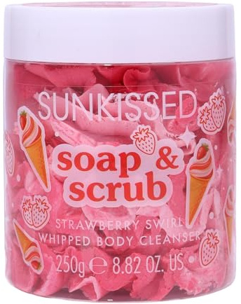 Sunkissed Soap & Scrub Strawberry Swirl Whipped Body Cleanser, Vegan, 250g